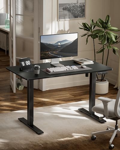 Marsail Standing Desk Adjustable Height Stand up Home Office Desk   48x24 Inch Electric Standing Computer Desk  with 4 Memory Presets  Headphone Hook  Cable Organizer  Black