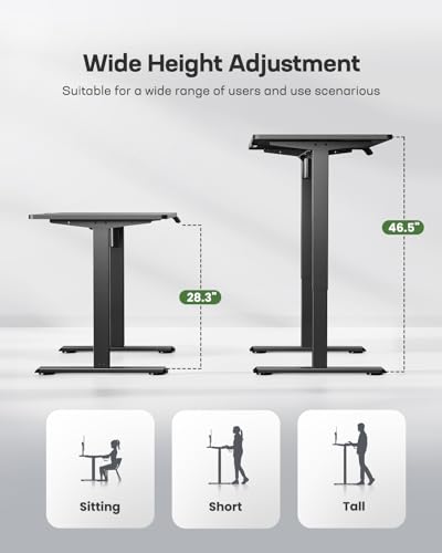 Marsail Standing Desk Adjustable Height Stand up Home Office Desk   48x24 Inch Electric Standing Computer Desk  with 4 Memory Presets  Headphone Hook  Cable Organizer  Black