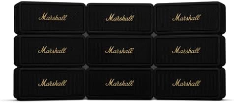 Marshall Middleton Portable Bluetooth Speaker   Rugged Waterproof/Dust proof Design   Loud Stereo Sound  Deep Bass   Compact and Wireless for Travel and Outdoors   Black and Brass