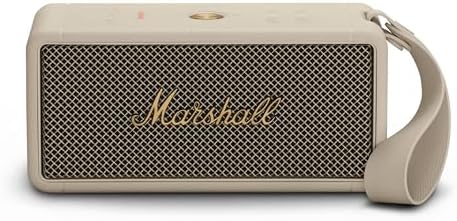 Marshall Middleton Portable Bluetooth Speaker   Rugged Waterproof/Dust proof Design   Loud Stereo Sound  Deep Bass   Compact and Wireless for Travel and Outdoors   Black and Brass
