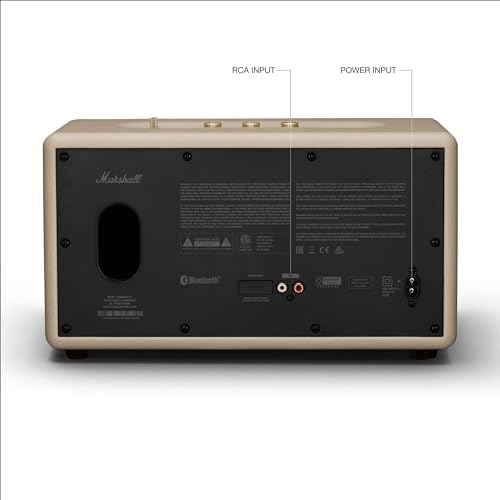 Marshall Stanmore III Bluetooth Home Speaker   Loud Stereo Sound with Bass and Treble Controls   Plug in Powered   Record Player Compatible   RCA and 3 5 mm Aux Inputs   Cream