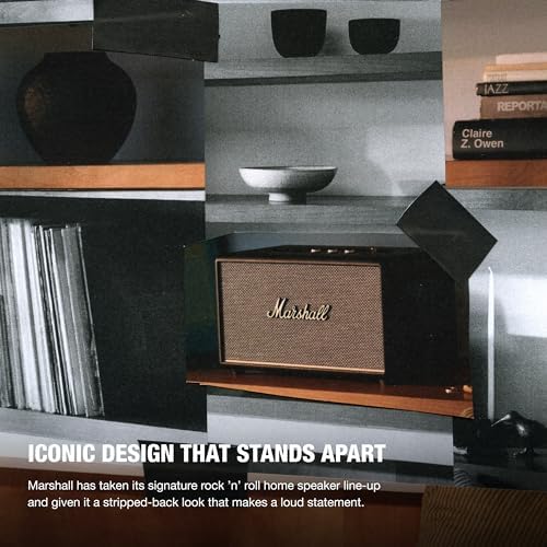 Marshall Stanmore III Bluetooth Home Speaker   Loud Stereo Sound with Bass and Treble Controls   Plug in Powered   Record Player Compatible   RCA and 3 5mm Aux Inputs   Black