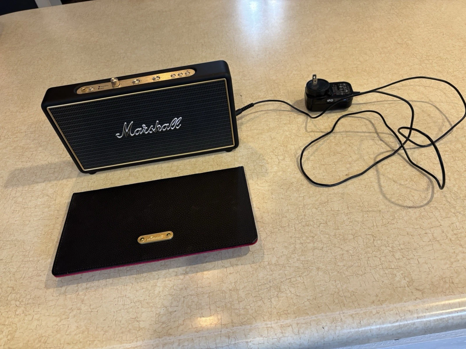 Marshall Stockwell 27W Portable Bluetooth Speaker Black Brass W/ Charger TESTED