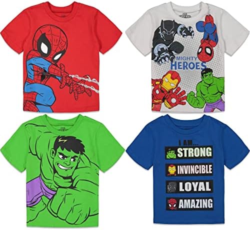 Marvel Boys Short Sleeve T Shirt 4 Pack Toddler to Little Kid
