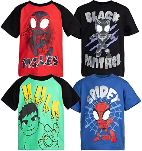 Marvel Boys Short Sleeve T Shirt 4 Pack Toddler to Little Kid