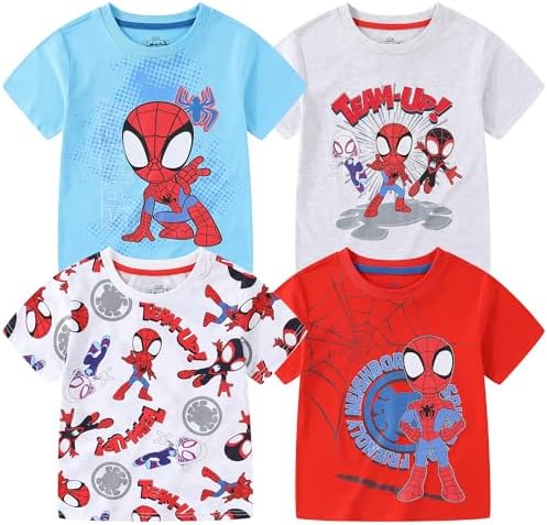Marvel Spidey & His Amazing Friends Boys 4 Pack T Shirt for Toddler and Big Kids