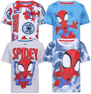Marvel Spidey & His Amazing Friends Boys 4 Pack T Shirt for Toddler and Big Kids
