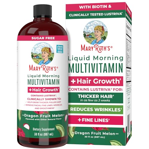 MaryRuths Liquid Multivitamin   Hair Growth   Clinically Tested in Women for Thicker Hair & Facial Wrinkles   Biotin 10000mcg   Lustriva Hair Growth Supplements   Skin Care   Ages 18    30 Fl Oz
