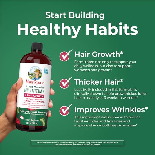 MaryRuths Liquid Multivitamin   Hair Growth   Clinically Tested in Women for Thicker Hair & Facial Wrinkles   Biotin 10000mcg   Lustriva Hair Growth Supplements   Skin Care   Ages 18    30 Fl Oz