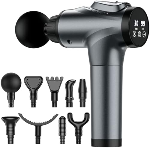 Massage Gun  Muscle Massage Gun for Athletes Handheld Electric Deep Tissue Back Massager  Percussion Massage Device for Pain Relief with 30 Speed Levels 9 Heads pcs