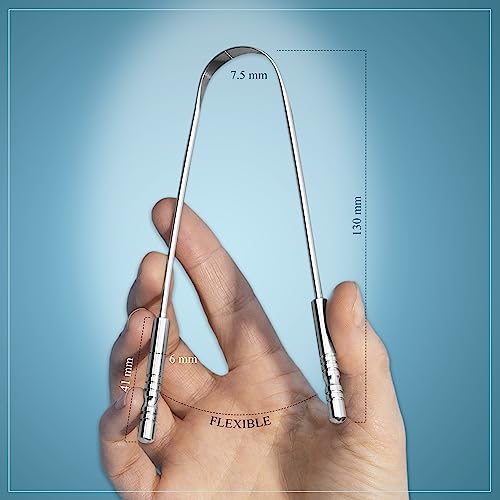 MasterMedi Tongue Scraper with Case Easy to Use Tongue Scraper for Adults  Tongue Cleaner for Oral Care & Hygiene Copper Set of 2  with Travel Case 