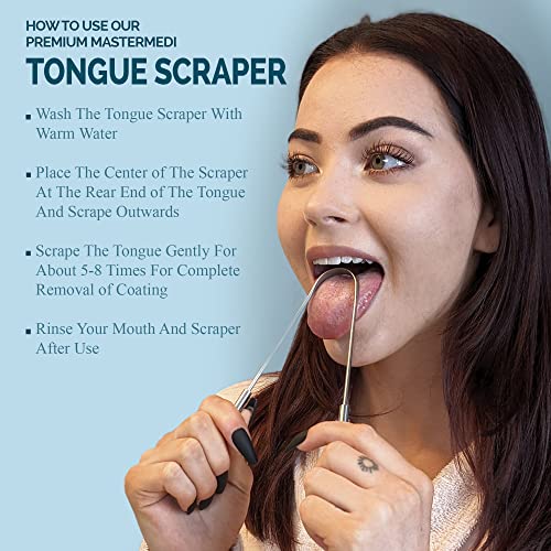 MasterMedi Tongue Scraper with Case Easy to Use Tongue Scraper for Adults  Tongue Cleaner for Oral Care & Hygiene Copper Set of 2  with Travel Case 