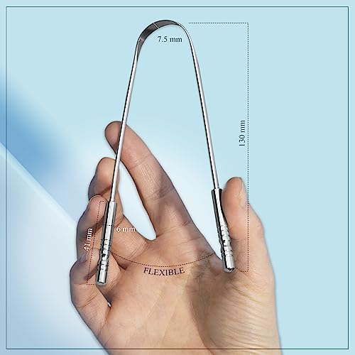 MasterMedi Tongue Scraper with Case Easy to Use Tongue Scraper for Adults  Tongue Cleaner for Oral Care & Hygiene Copper Set of 2  with Travel Case 