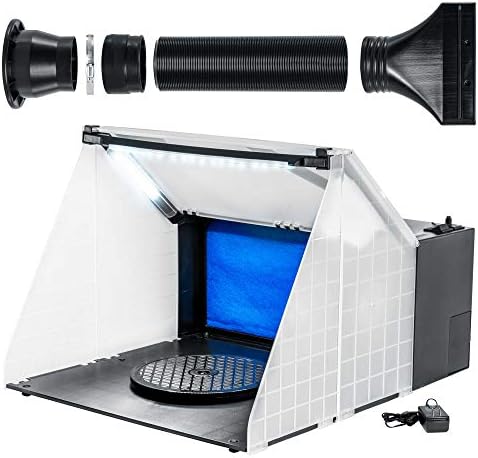 Master Airbrush Kit de Cabina de Aerógrafo Portátil con Ventiladores de Escape Duales, 4 Luces LED, Mesa Giratoria y Manguera de Extensión, Cabina de Aerógrafo de 16"x18"x13" para Aficiones, Pintura