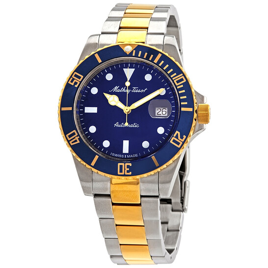 Mathey-Tissot Reloj automático Mathey Vintage con esfera azul de 42 mm para hombre