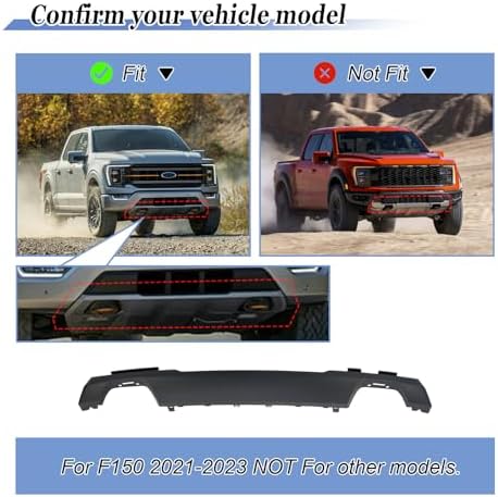Matte Black Front Bumper Skid Plate Lower Valance for F150 2021 2022 2023 Replace#ML34 17F771 ACW