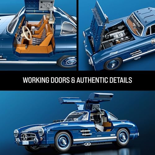 Mattel Brick Shop Hot Wheels Premium Series Building Set  Mercedes Benz 300 SL with 1600 Pieces  Realistic Details and Metal Parts  Adult Collectors