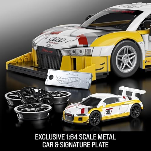 Mattel Brick Shop Hot Wheels Elite Series Building Set   15 Audi R8 LMS with 820 Pieces  Realistic Details and Custom Decals  Adult Collectors and Kids Ages 10 
