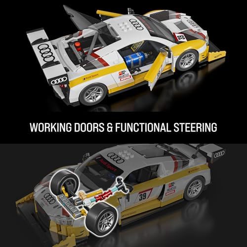 Mattel Brick Shop Hot Wheels Elite Series Building Set   15 Audi R8 LMS with 820 Pieces  Realistic Details and Custom Decals  Adult Collectors and Kids Ages 10 