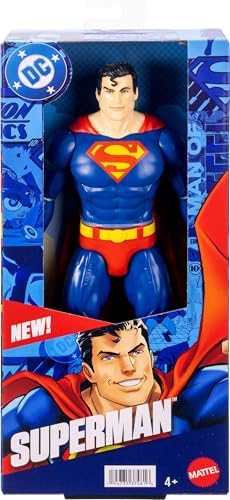 Mattel DC 12 Inch Superman Action Figure  Classic Red & Blue Super Suit with Fabric Cape  Detailed Design & 7 Points of Articulation