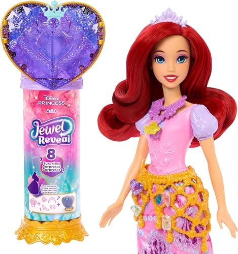 Mattel Disney Princess Ariel Fashion Doll & Accessories with 8 Surprises  Including Heart Gem Box  Ring for Child & 9 Play Pieces  Inspired by Movie