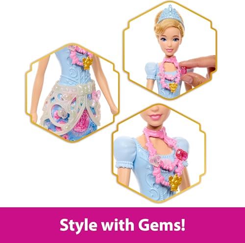 Mattel Disney Princess Cinderella Fashion Doll & Accessories with 8 Surprises  Including Heart Gem Box  Ring for Child & 9 Pieces  Inspired by Movie