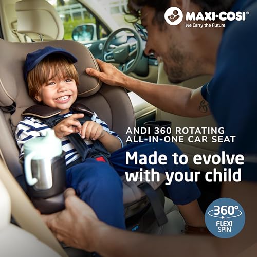 Maxi Cosi Andi 360 Rotating All in One Baby Convertible Car Seat  Rear Facing  Forward Facing Infant Toddler Booster  Easy Rotation  Tension System  Harness Adjust  Truffle