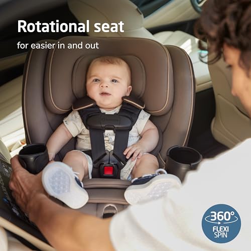 Maxi Cosi Andi 360 Rotating All in One Baby Convertible Car Seat  Rear Facing  Forward Facing Infant Toddler Booster  Easy Rotation  Tension System  Harness Adjust  Truffle