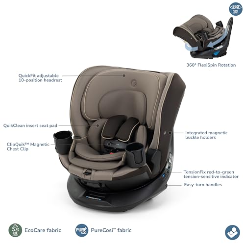 Maxi Cosi Andi 360 Rotating All in One Baby Convertible Car Seat  Rear Facing  Forward Facing Infant Toddler Booster  Easy Rotation  Tension System  Harness Adjust  Truffle