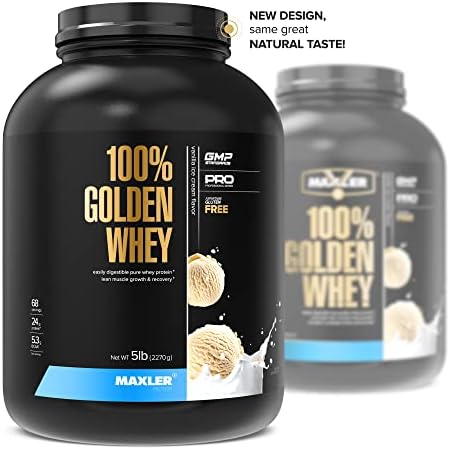 Maxler 100  Golden Whey Protein   24g of Protein per Serving   Whey Protein Powder for Pre Post Workout   Fast Absorbing Whey Concentrate  Isolate & Hydrolysate Blend   Vanilla Ice Cream 5 lb