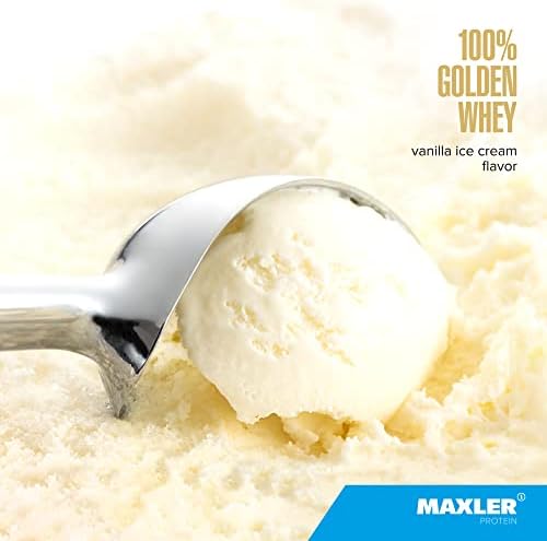Maxler 100  Golden Whey Protein   24g of Protein per Serving   Whey Protein Powder for Pre Post Workout   Fast Absorbing Whey Concentrate  Isolate & Hydrolysate Blend   Vanilla Ice Cream 5 lb
