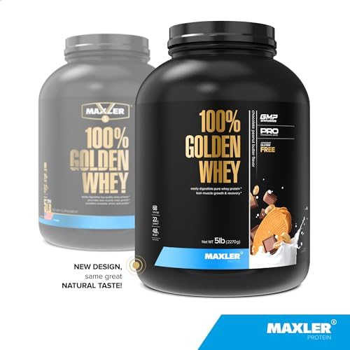 Maxler 100  Golden Whey Protein   24g of Protein per Serving   Whey Protein Powder for Pre Post Workout   Fast Absorbing Whey Concentrate  Isolate & Hydrolysate Blend   Vanilla Ice Cream 5 lb