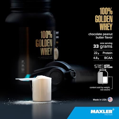 Maxler 100  Golden Whey Protein   24g of Protein per Serving   Whey Protein Powder for Pre Post Workout   Fast Absorbing Whey Concentrate  Isolate & Hydrolysate Blend   Vanilla Ice Cream 5 lb