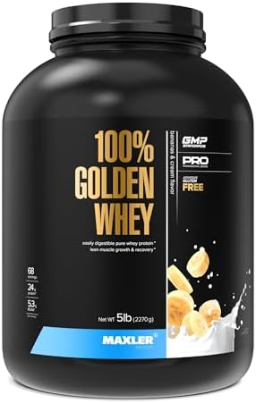 Maxler 100  Golden Whey Protein   24g of Protein per Serving   Whey Protein Powder for Pre Post Workout   Fast Absorbing Whey Concentrate  Isolate & Hydrolysate Blend   Vanilla Ice Cream 5 lb