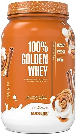 Maxler 100  Golden Whey Protein   24g of Protein per Serving   Whey Protein Powder for Pre Post Workout   Fast Absorbing Whey Concentrate  Isolate & Hydrolysate Blend   Vanilla Ice Cream 5 lb