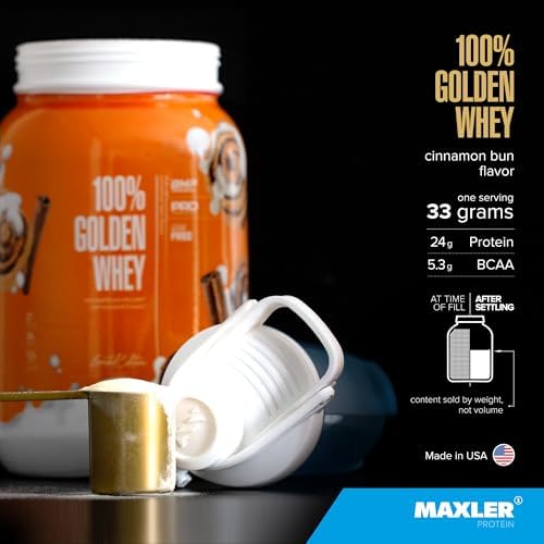 Maxler 100  Golden Whey Protein   24g of Protein per Serving   Whey Protein Powder for Pre Post Workout   Fast Absorbing Whey Concentrate  Isolate & Hydrolysate Blend   Vanilla Ice Cream 5 lb