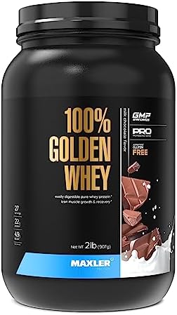 Maxler 100  Golden Whey Protein   24g of Protein per Serving   Whey Protein Powder for Pre Post Workout   Fast Absorbing Whey Concentrate  Isolate & Hydrolysate Blend   Vanilla Ice Cream 5 lb