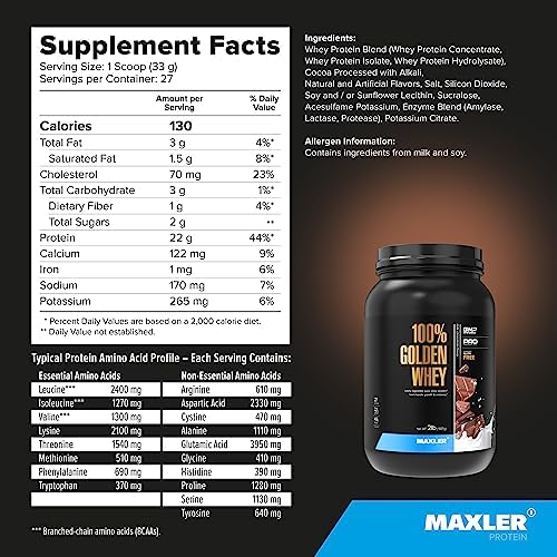 Maxler 100  Golden Whey Protein   24g of Protein per Serving   Whey Protein Powder for Pre Post Workout   Fast Absorbing Whey Concentrate  Isolate & Hydrolysate Blend   Vanilla Ice Cream 5 lb