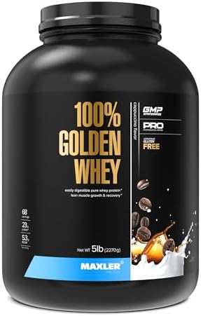 Maxler 100  Golden Whey Protein   24g of Protein per Serving   Whey Protein Powder for Pre Post Workout   Fast Absorbing Whey Concentrate  Isolate & Hydrolysate Blend   Vanilla Ice Cream 5 lb