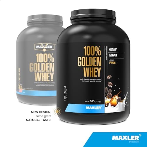 Maxler 100  Golden Whey Protein   24g of Protein per Serving   Whey Protein Powder for Pre Post Workout   Fast Absorbing Whey Concentrate  Isolate & Hydrolysate Blend   Vanilla Ice Cream 5 lb