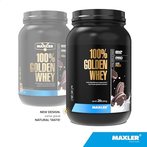 Maxler 100  Golden Whey Protein   24g of Protein per Serving   Whey Protein Powder for Pre Post Workout   Fast Absorbing Whey Concentrate  Isolate & Hydrolysate Blend   Vanilla Ice Cream 5 lb