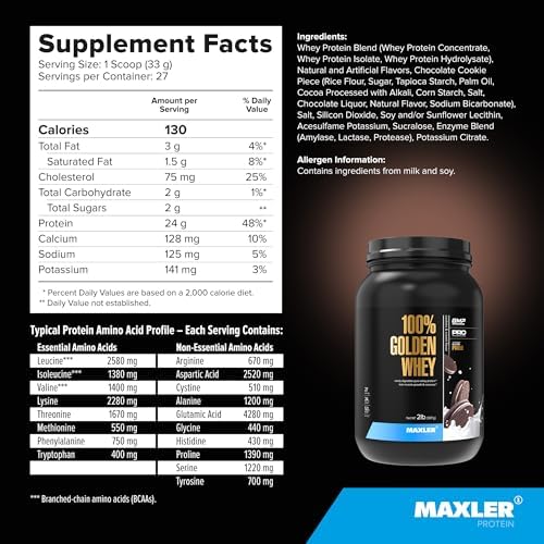 Maxler 100  Golden Whey Protein   24g of Protein per Serving   Whey Protein Powder for Pre Post Workout   Fast Absorbing Whey Concentrate  Isolate & Hydrolysate Blend   Vanilla Ice Cream 5 lb