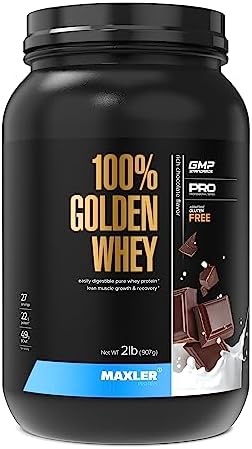 Maxler 100  Golden Whey Protein   24g of Protein per Serving   Whey Protein Powder for Pre Post Workout   Fast Absorbing Whey Concentrate  Isolate & Hydrolysate Blend   Vanilla Ice Cream 5 lb