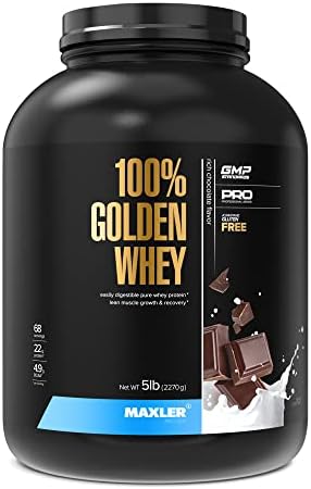 Maxler 100  Golden Whey Protein   24g of Protein per Serving   Whey Protein Powder for Pre Post Workout   Fast Absorbing Whey Concentrate  Isolate & Hydrolysate Blend   Vanilla Ice Cream 5 lb