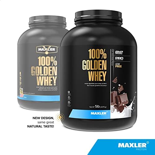 Maxler 100  Golden Whey Protein   24g of Protein per Serving   Whey Protein Powder for Pre Post Workout   Fast Absorbing Whey Concentrate  Isolate & Hydrolysate Blend   Vanilla Ice Cream 5 lb