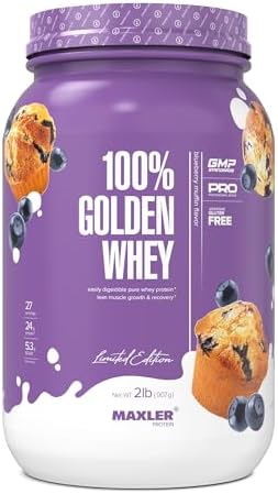 Maxler 100  Golden Whey Protein   24g of Protein per Serving   Whey Protein Powder for Pre Post Workout   Fast Absorbing Whey Concentrate  Isolate & Hydrolysate Blend   Vanilla Ice Cream 5 lb