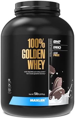 Maxler 100  Golden Whey Protein   24g of Protein per Serving   Whey Protein Powder for Pre Post Workout   Fast Absorbing Whey Concentrate  Isolate & Hydrolysate Blend   Vanilla Ice Cream 5 lb