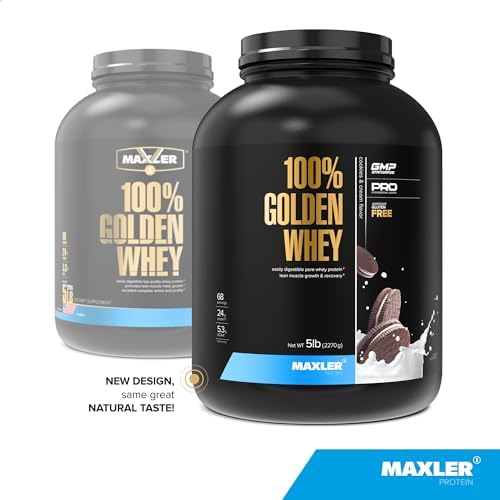 Maxler 100  Golden Whey Protein   24g of Protein per Serving   Whey Protein Powder for Pre Post Workout   Fast Absorbing Whey Concentrate  Isolate & Hydrolysate Blend   Vanilla Ice Cream 5 lb