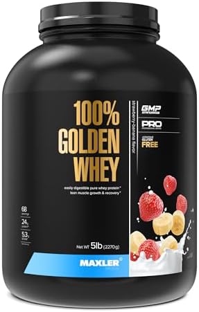 Maxler 100  Golden Whey Protein   24g of Protein per Serving   Whey Protein Powder for Pre Post Workout   Fast Absorbing Whey Concentrate  Isolate & Hydrolysate Blend   Vanilla Ice Cream 5 lb