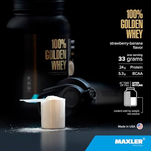 Maxler 100  Golden Whey Protein   24g of Protein per Serving   Whey Protein Powder for Pre Post Workout   Fast Absorbing Whey Concentrate  Isolate & Hydrolysate Blend   Vanilla Ice Cream 5 lb